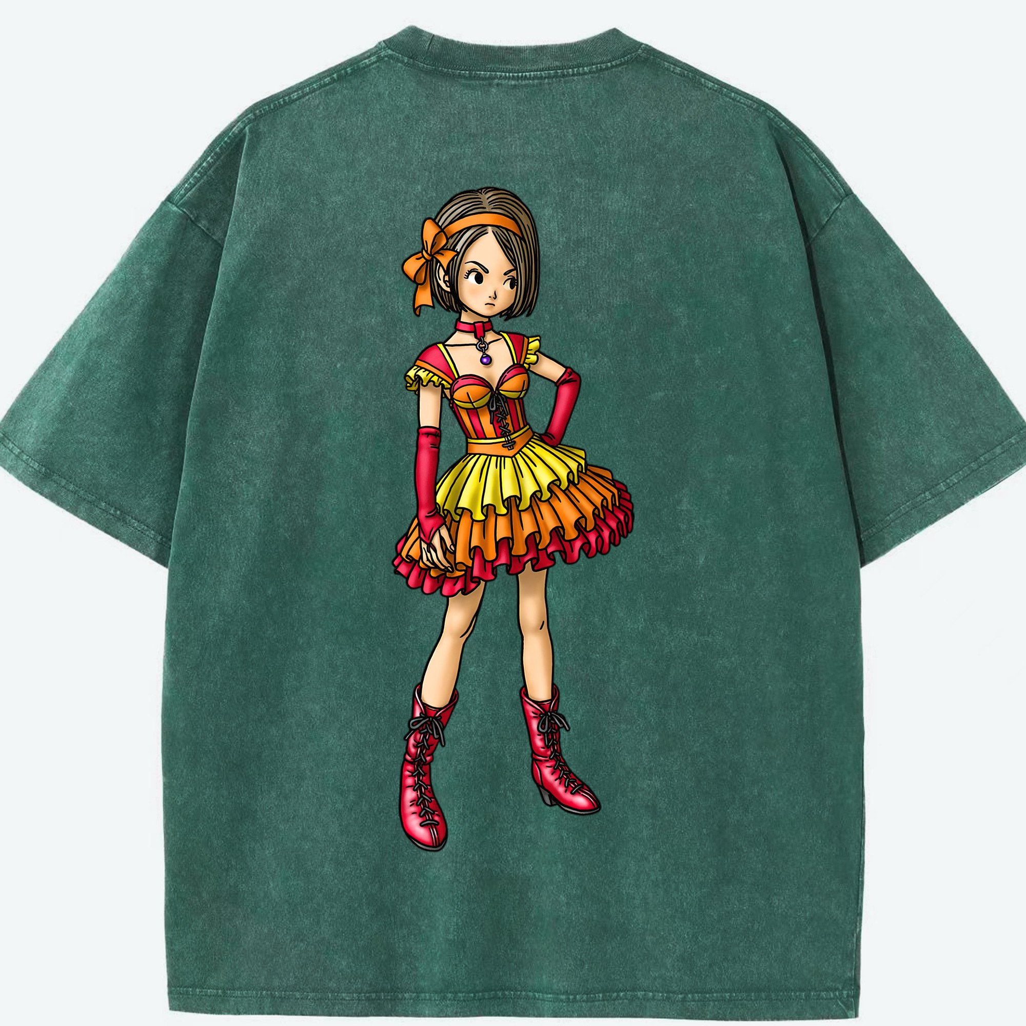 （画像用） ドラゴンクエスト Doragon Kuesuto Dragon Quest 綿100% ヴィンテージ風 半袖Tシャツ（背面プリント）